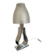 Lampe pied metal avec abat jour en verre épais