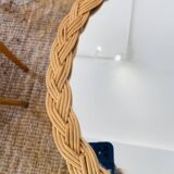 Vintage woven wicker mirror from the 70s