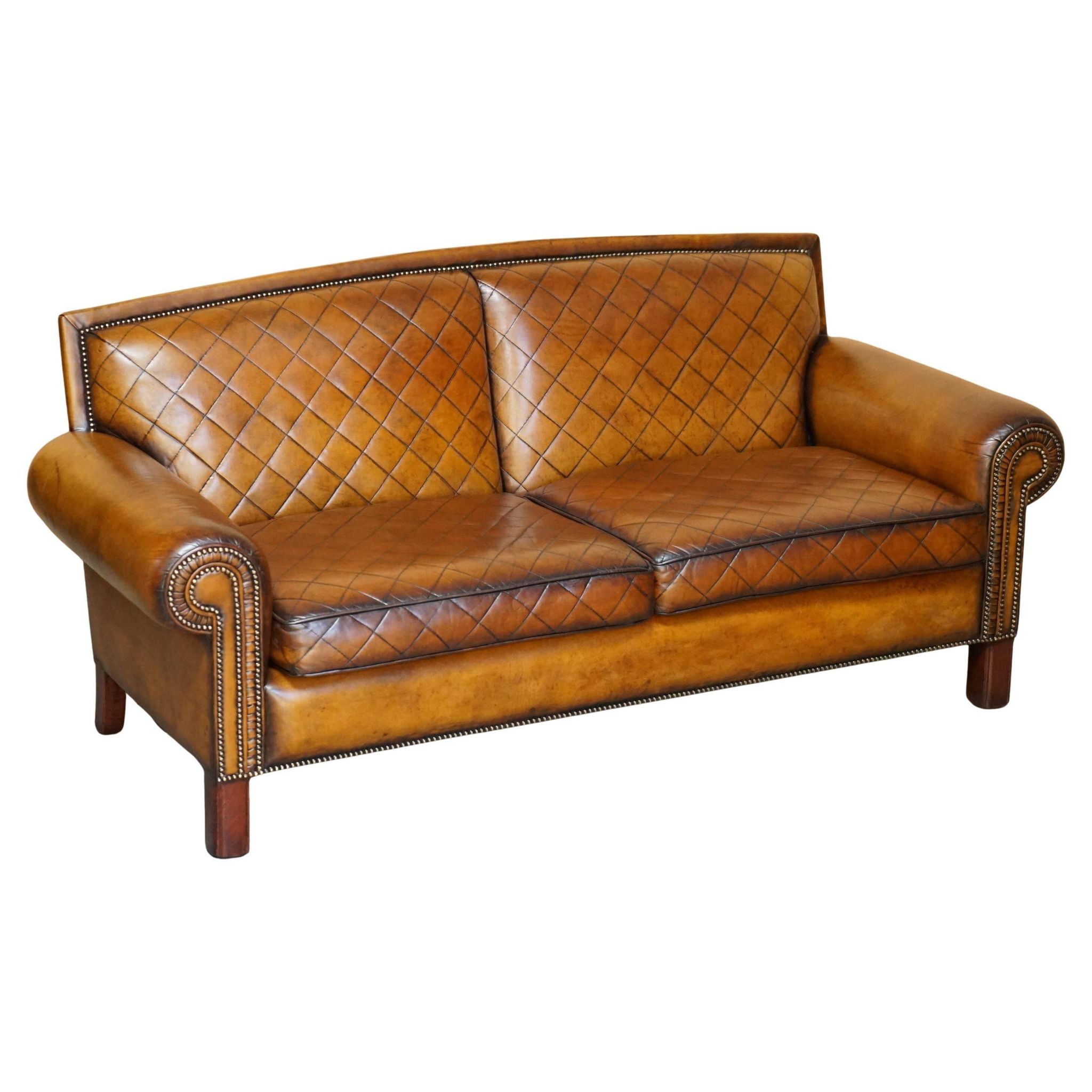 Mustang Leather Art Deco Style Sofa Fully Restored