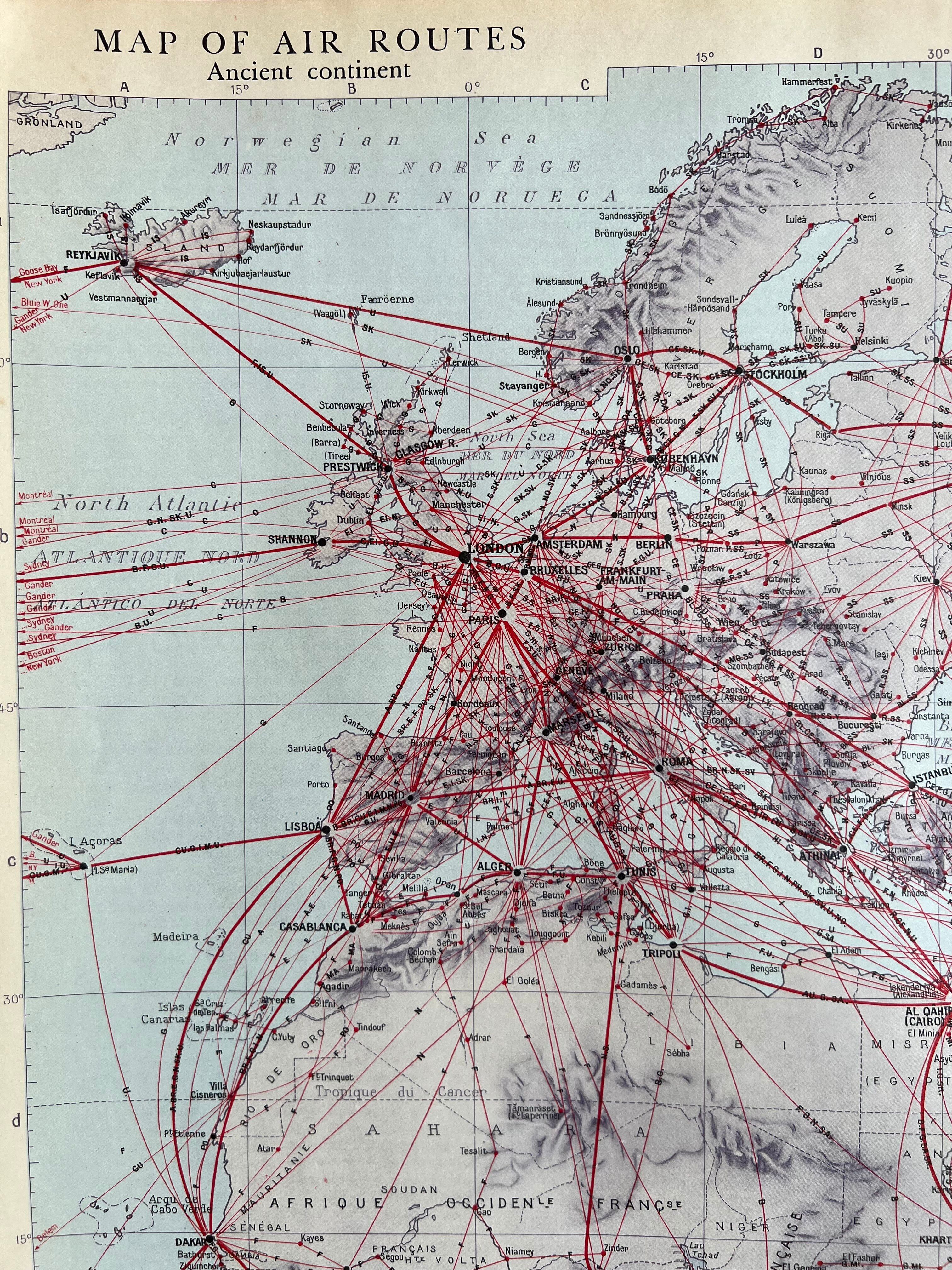 Old map of air routes — Ancient Continent