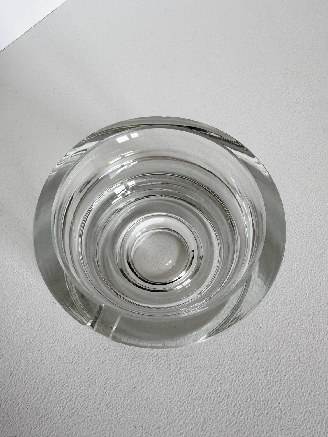 Vintage Modernist Heavy Round Clear Glass Ashtray