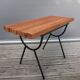 1950s wood and metal portico coffee table