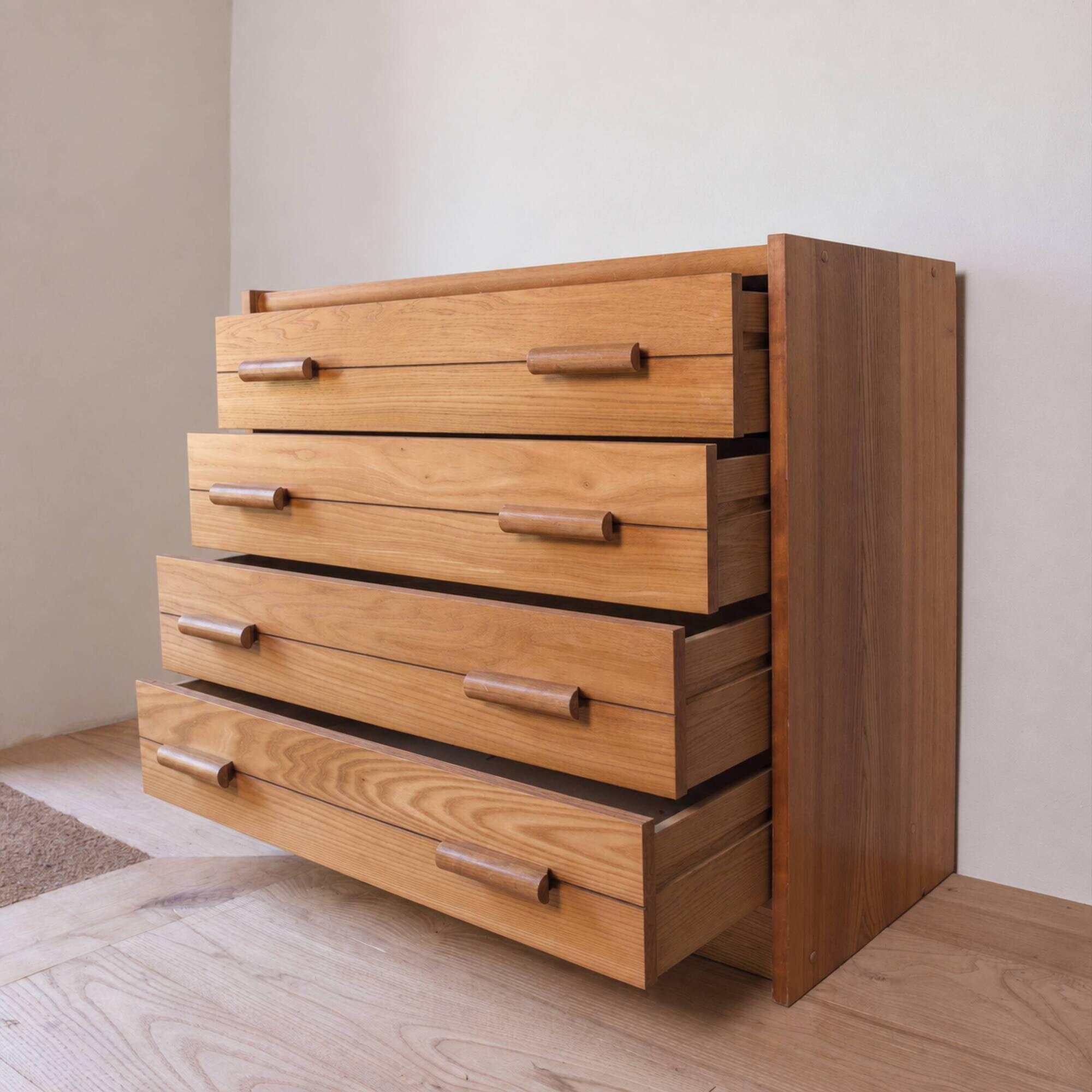 Chest of drawers with 4 drawers in the style of Maison Regain, 1970s.