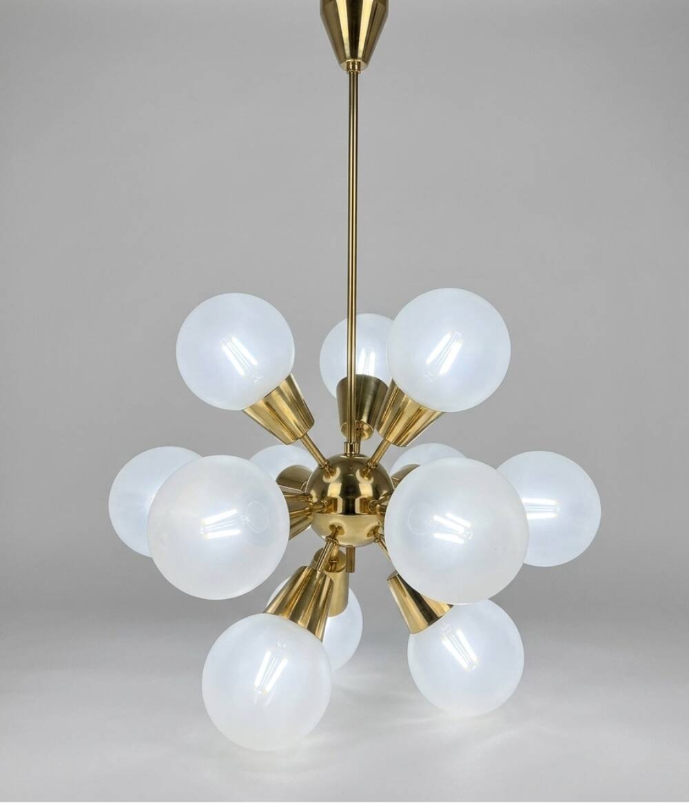 Sputnik Chandelier Mid Century Glass Kamenický Šenov 1960s Czechoslovakia