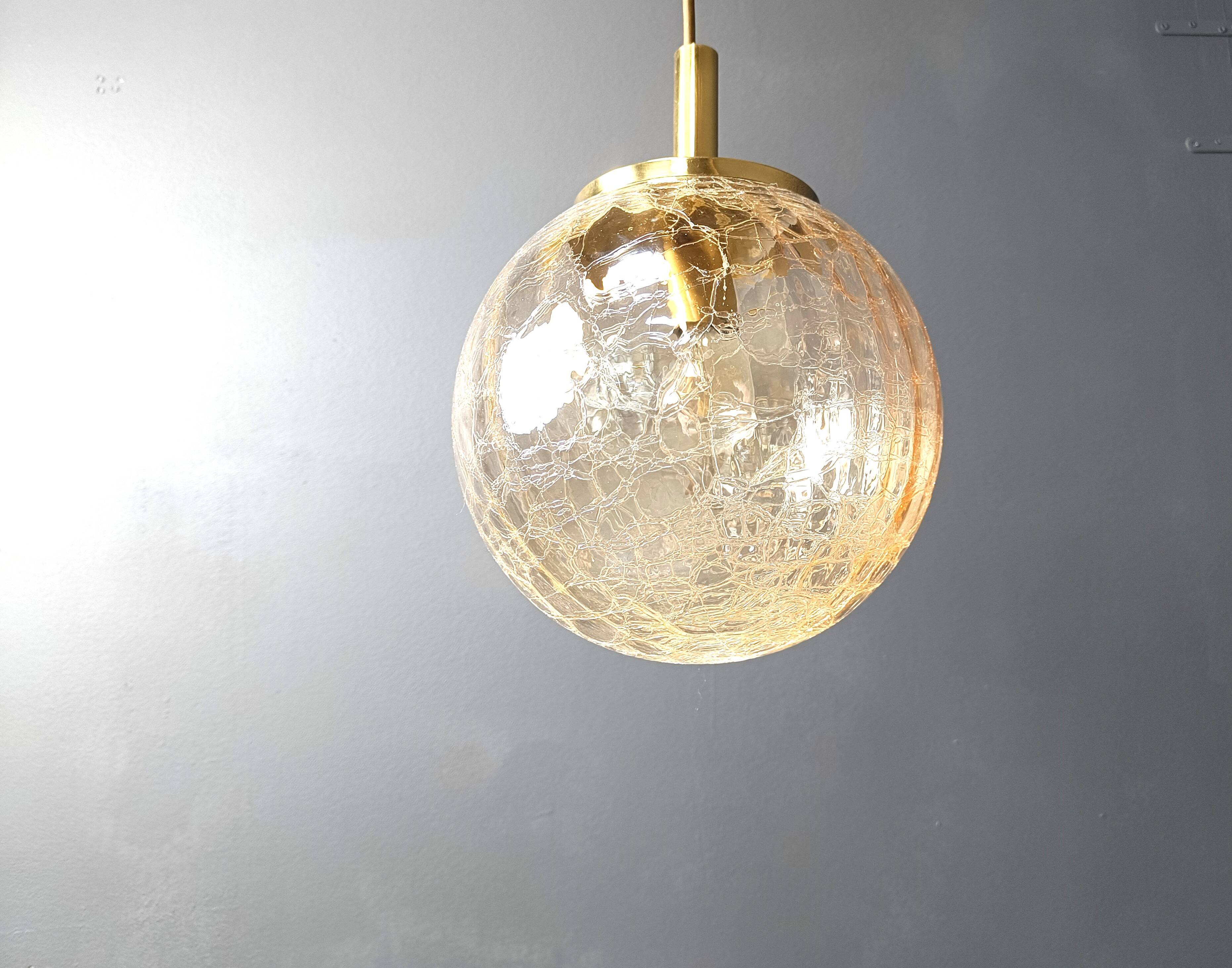 Globe pendant light by Glashutte Limburg, 1960s