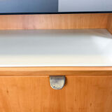 Small chest of drawers by WK Möbel with black and white glass top, pear wood, 1950s