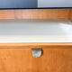 Small chest of drawers by WK Möbel with black and white glass top, pear wood, 1950s
