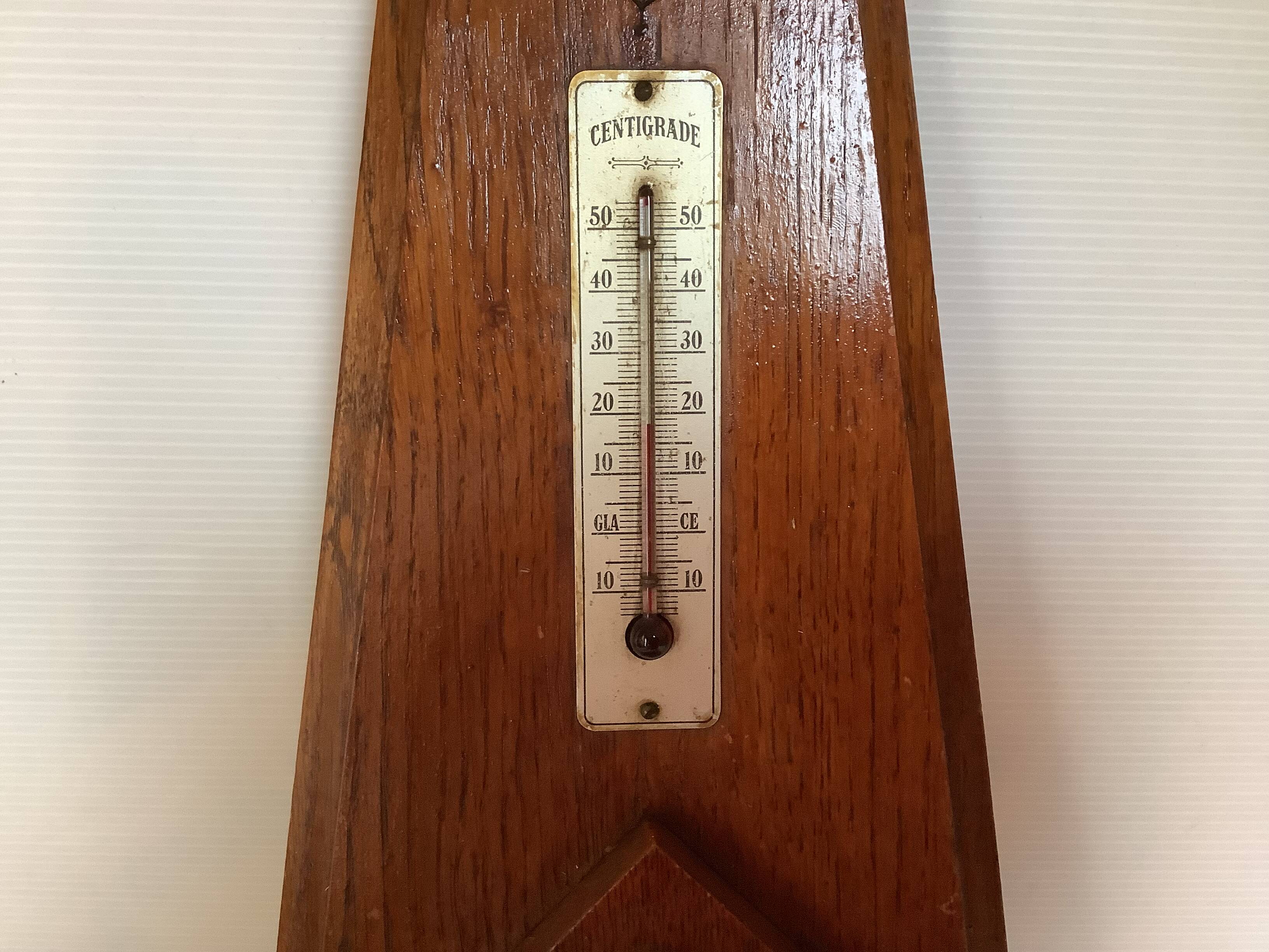 Art deco geometric barometer and thermometer