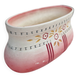 Petite jardiniere en faience ancienne DB De Bruyn Lille Fives rose motif de fleurs