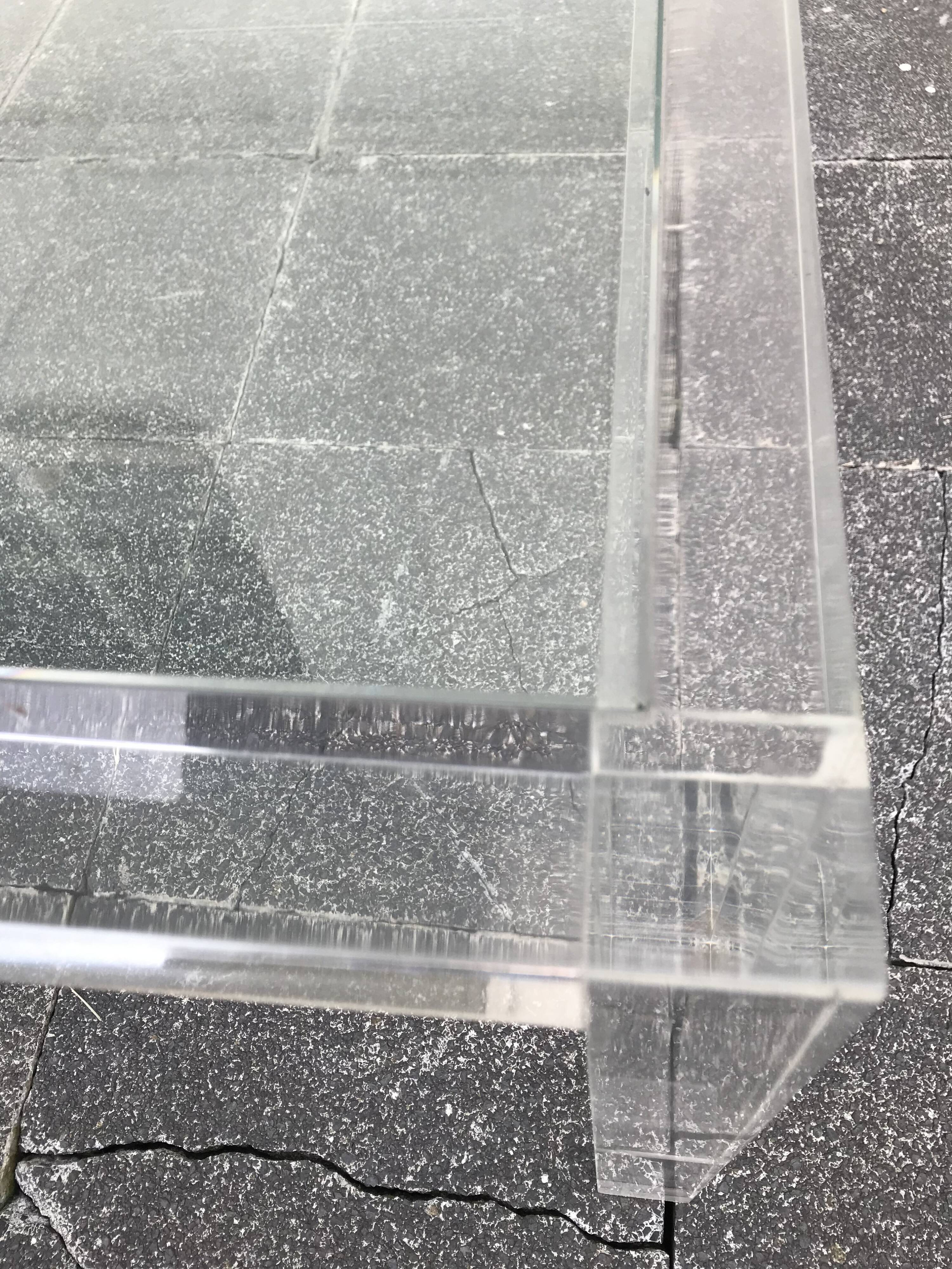 Plexiglass and glass coffee table "Les Invisibles de Marais" 1980