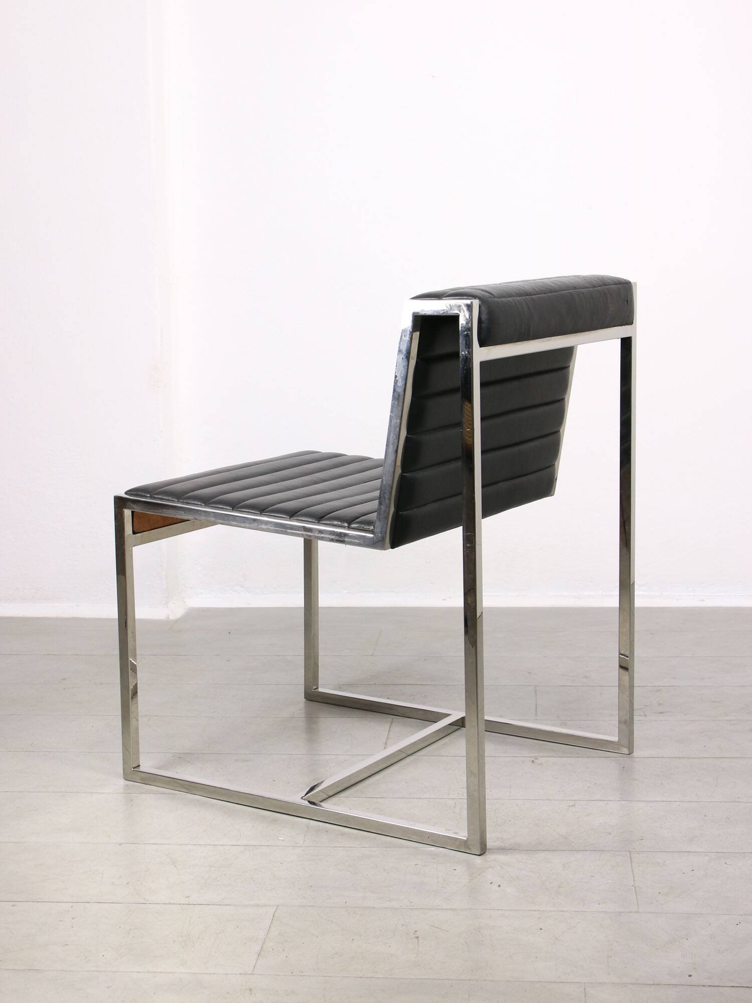 Vintage Bauhaus Black Chair in Chrome and Leatherette