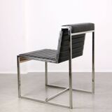 Vintage Bauhaus Black Chair in Chrome and Leatherette