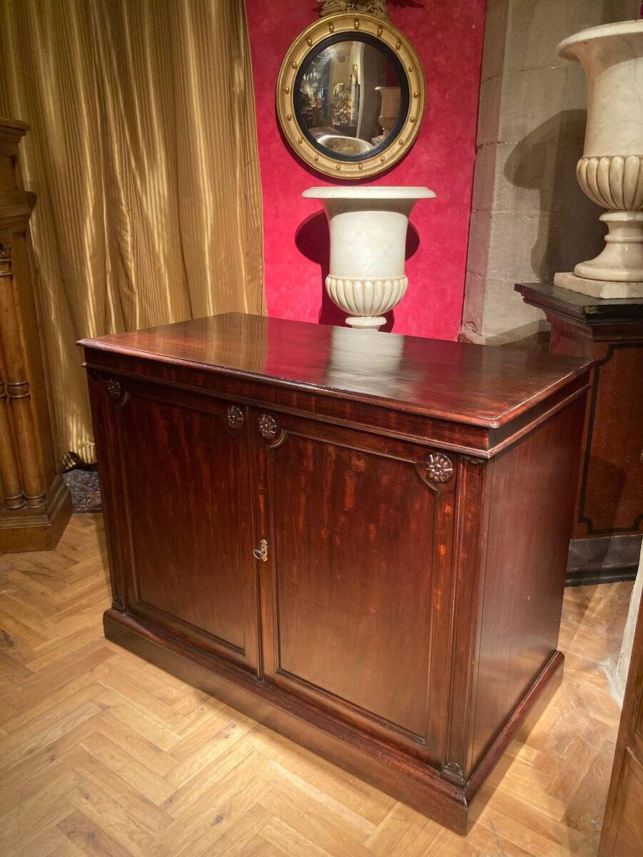 19th Century Italian Empire Mahogany Commode 2-Doors Cabinet