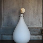 Suspension vintage, suspension goutte d'eau opaline blanche, Lustre opaline