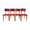 Lot de 4 chaises vintage en skaï rouge