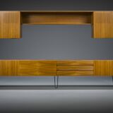 Mid-Century Wall Unit Cabinet and Sideboard in Walunt, 1970s, Set of 2