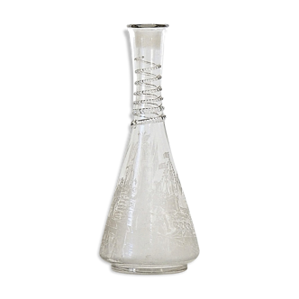 Bottle spiral old carved and decorated glass carafe