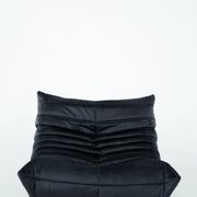 Togo set of chair and pouf in black shiny velvet