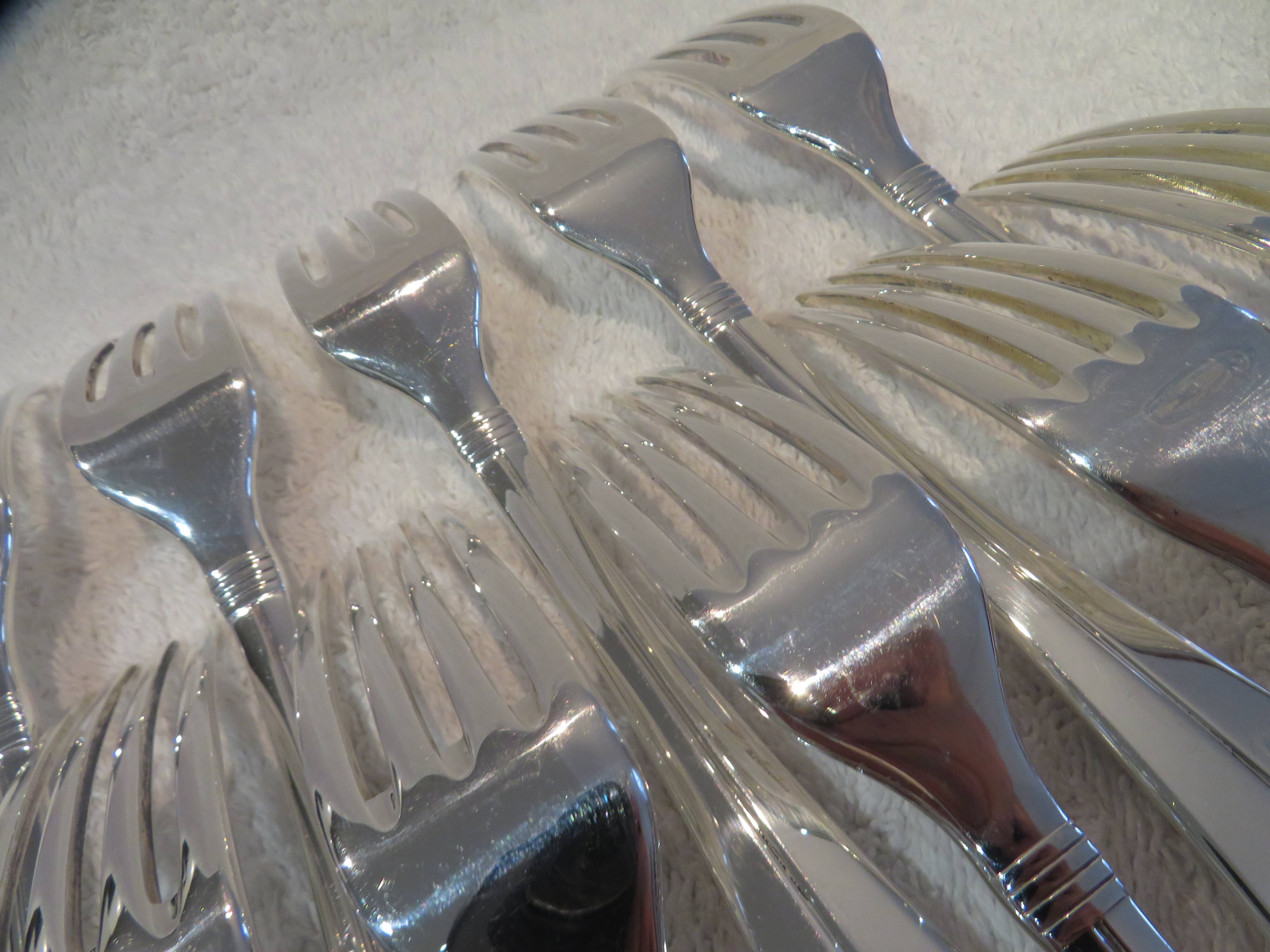 10 Christofle Atlantide silver-plated table forks 20.7cm