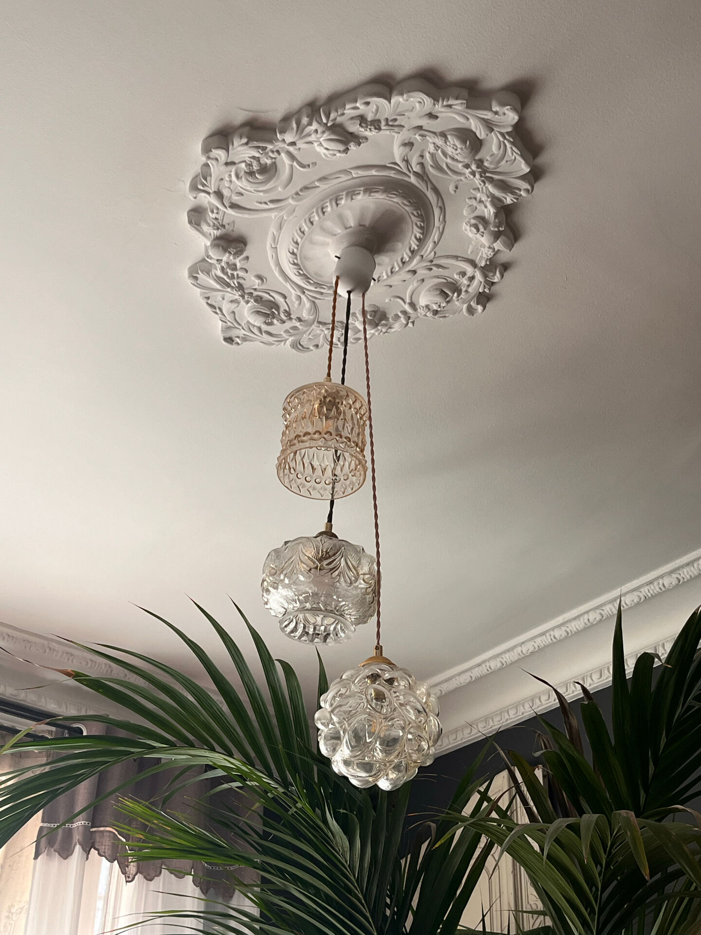 Lot 3 lampes baladeuses vintage verre soufflé