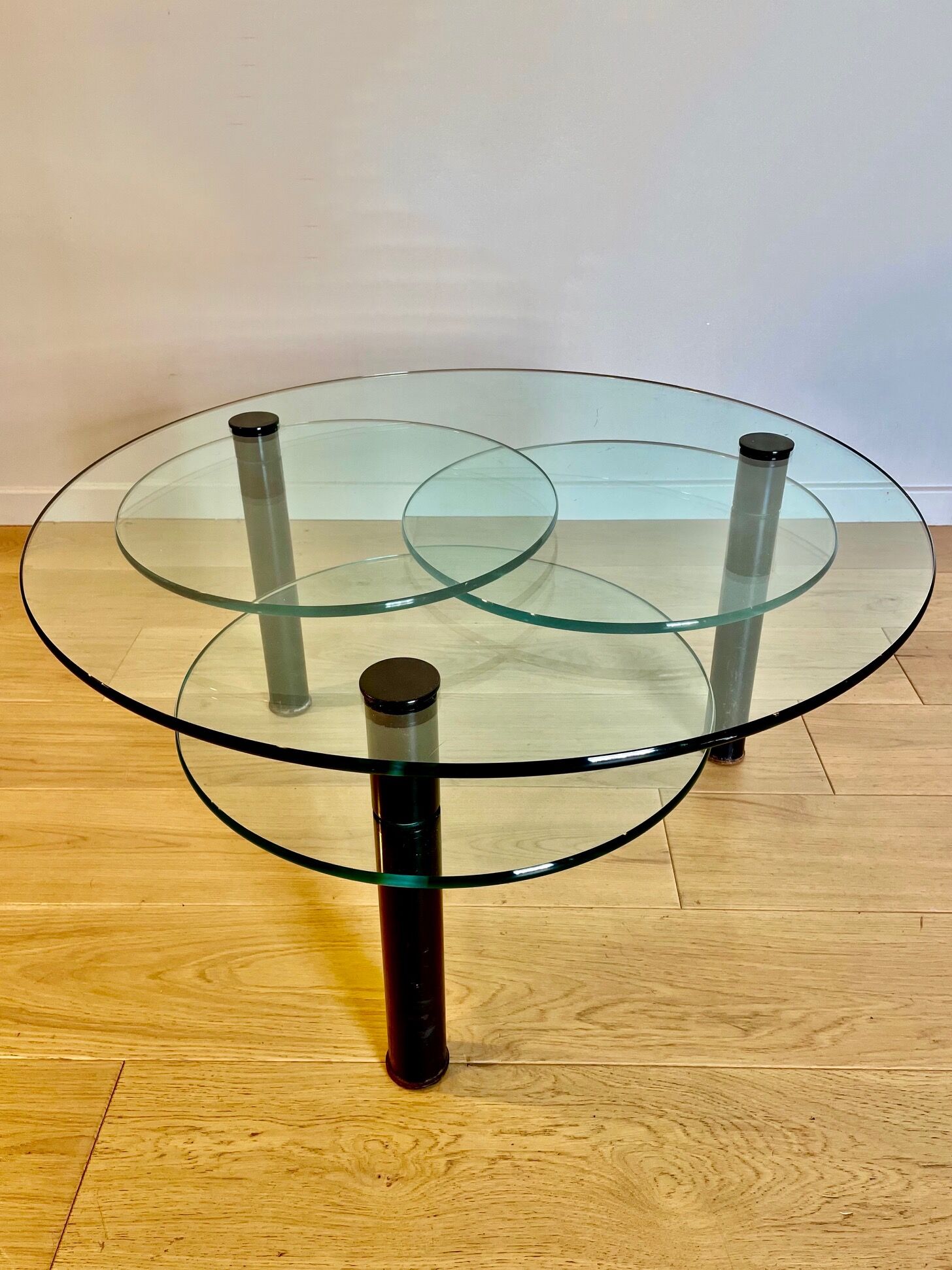 Glass coffee table and black base
