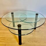 Glass coffee table and black base