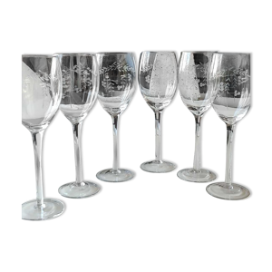 Lot de 6 verres à pied en cristal