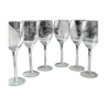 Art deco. set of 6 cut crystal stemmed glasses. decorated with ears of wheat/floral motifs