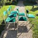 Set of 6 metal and velvet chairs 70s