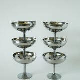 Set of 6 large stainless steel bowls, Tall, Design, 1970, 10 x 10 cm
