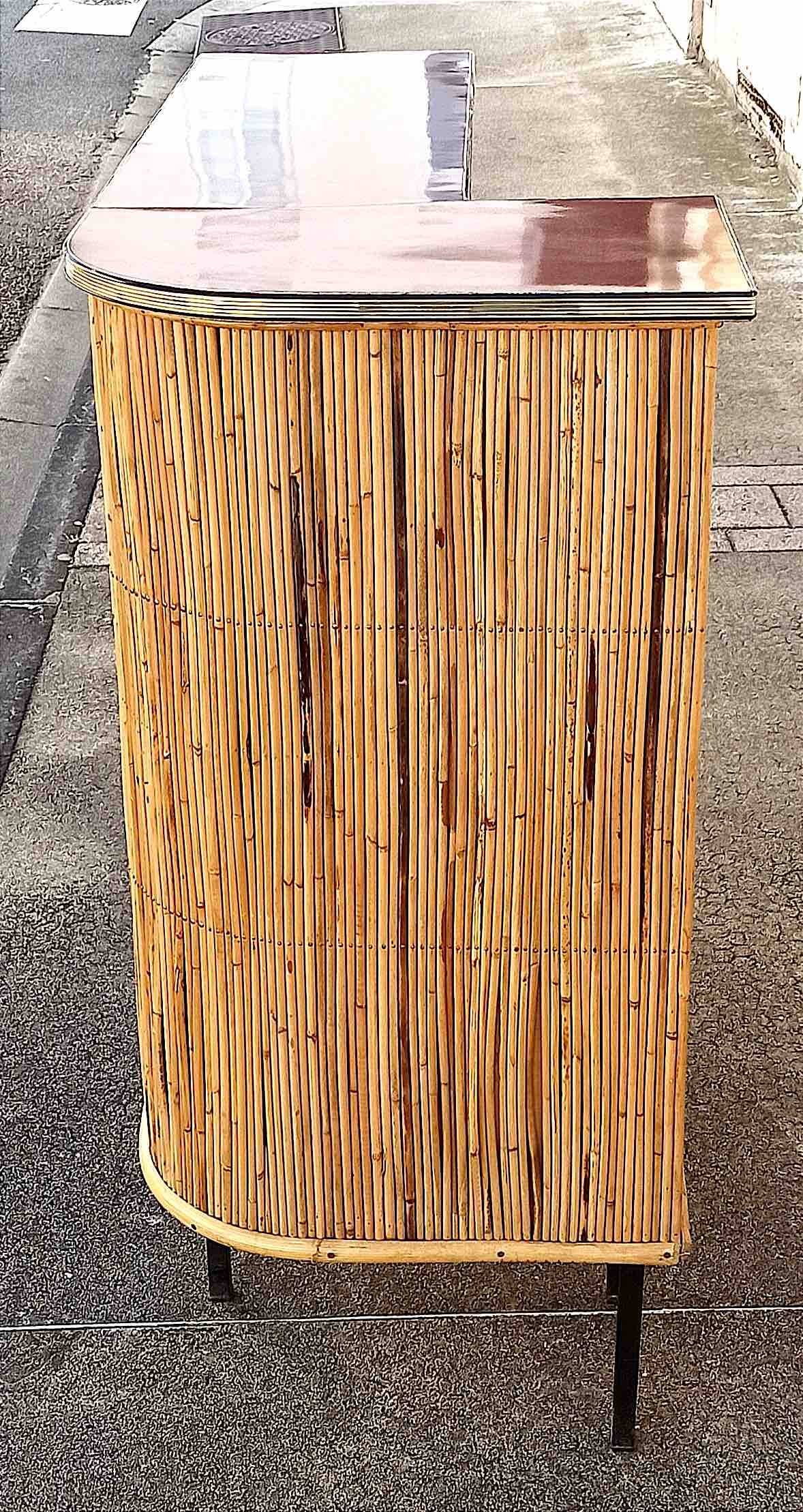 1950s wicker bar, height 108.5 cm