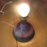Pied de lampe en grès gris et lie-de-vin