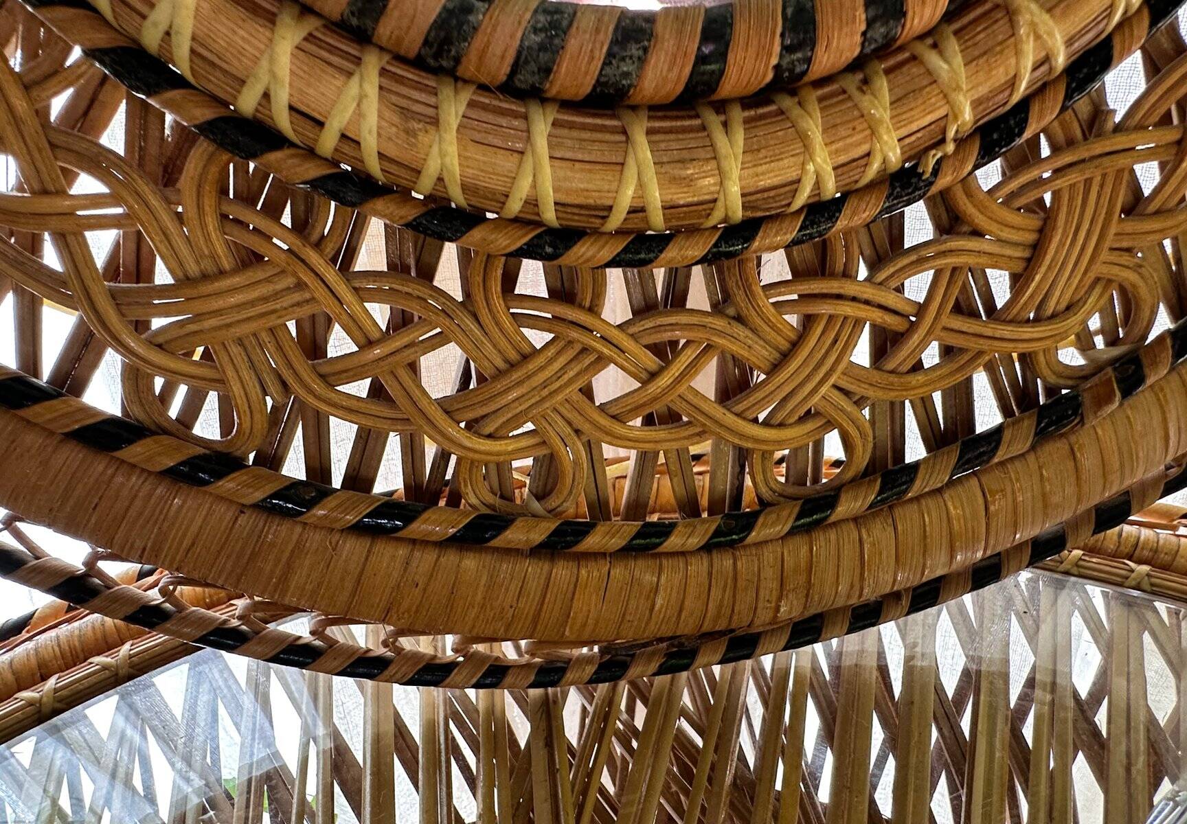 Oval mirror in rattan and wicker, 1970
