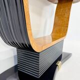 Italian Art Deco Console in Birch Burl and Black Lacquer, Attr. to Borsani, 40s