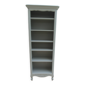 Vintage library in the Louis XV style, beautifully crafted, in shades of green and grey.