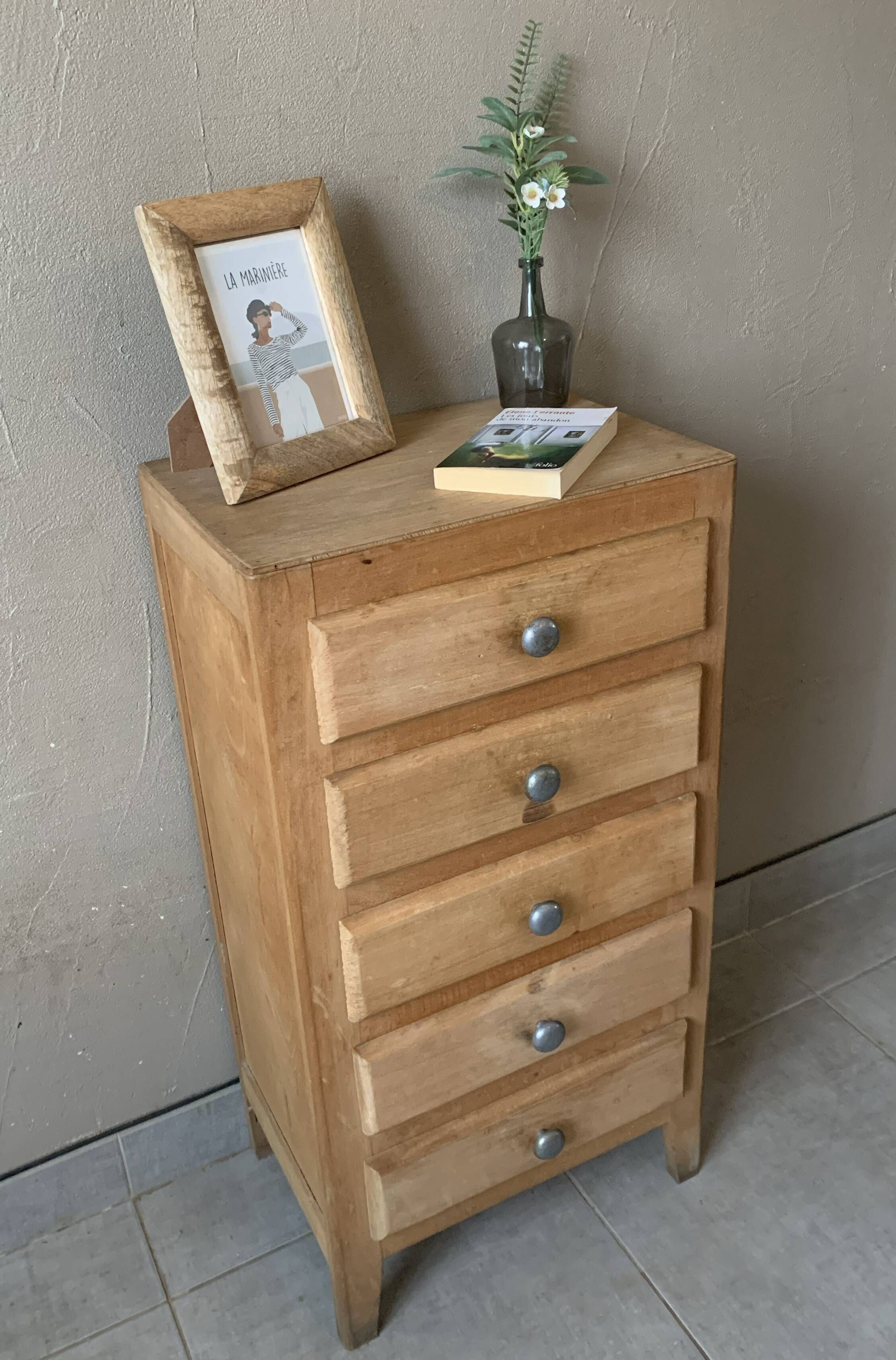 Vintage 5-drawer chest of drawers from 1950 in wood