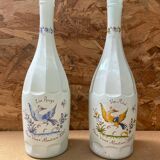 Pair of old glass bottles decor moustiers 18th century vintage kitchen