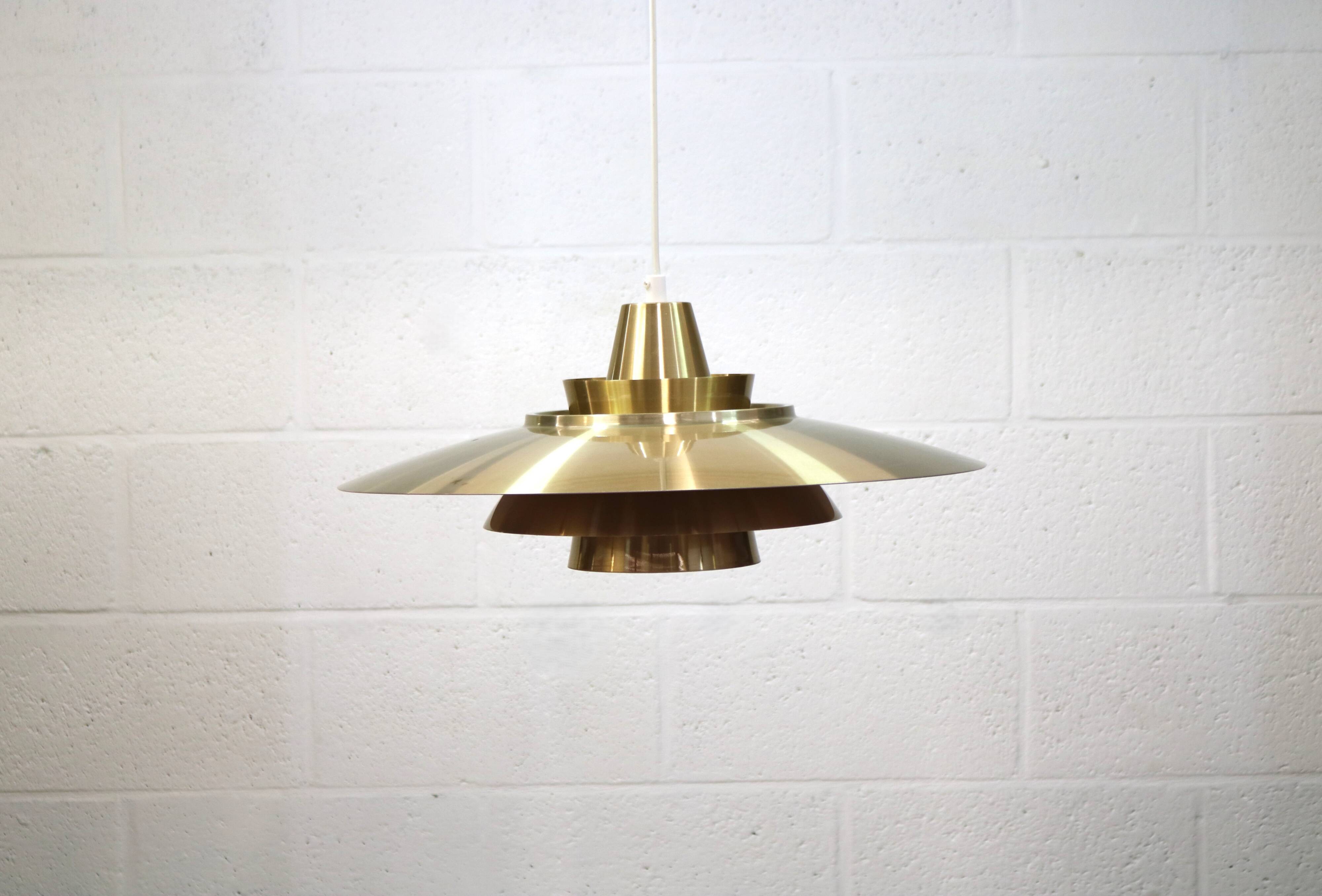 Rare David Mogensen Golden Pendant Lamp for Super Light : 1970s Scandinavia