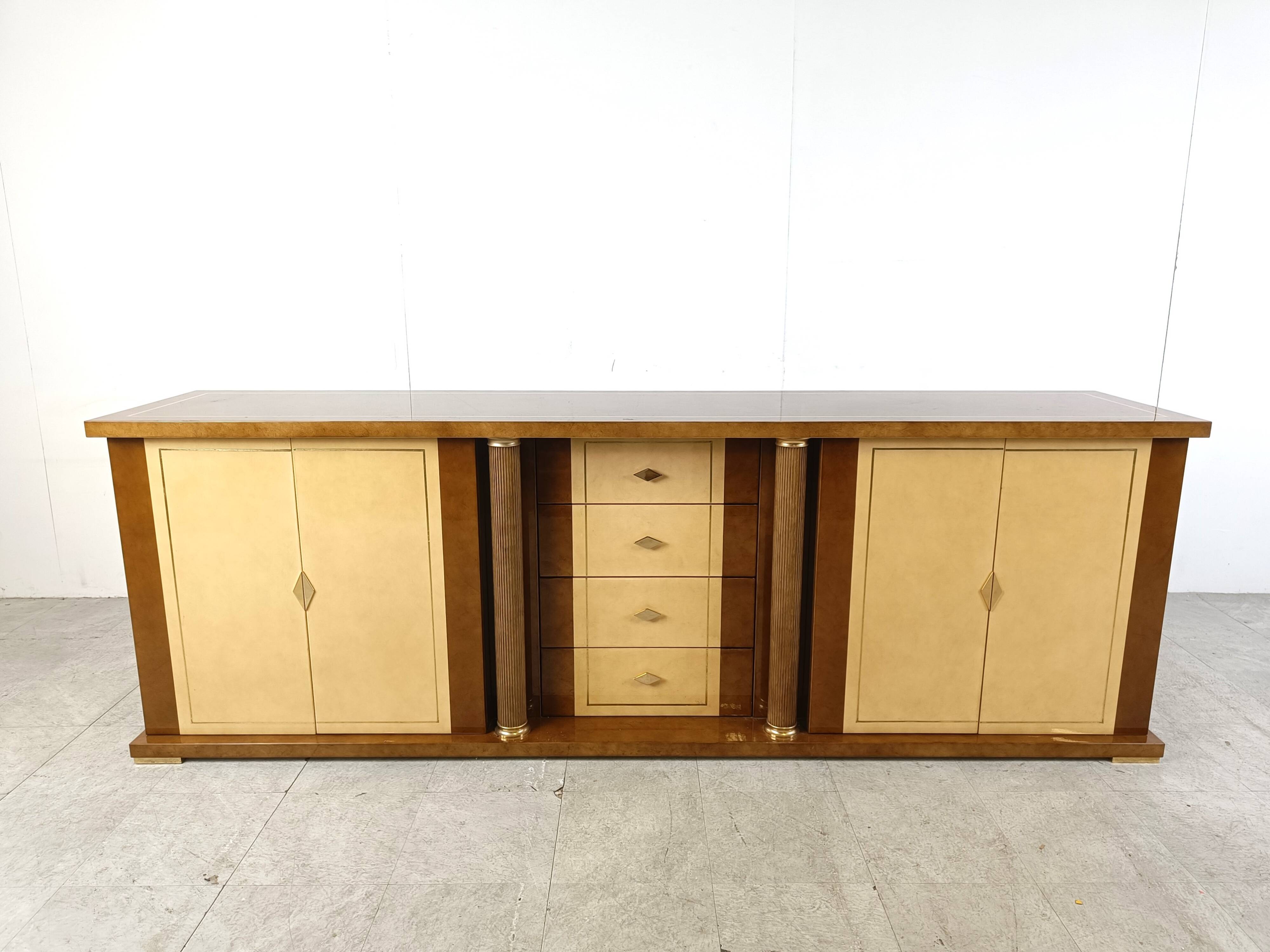 Vintage lacquered goatskin credenza, 1970s