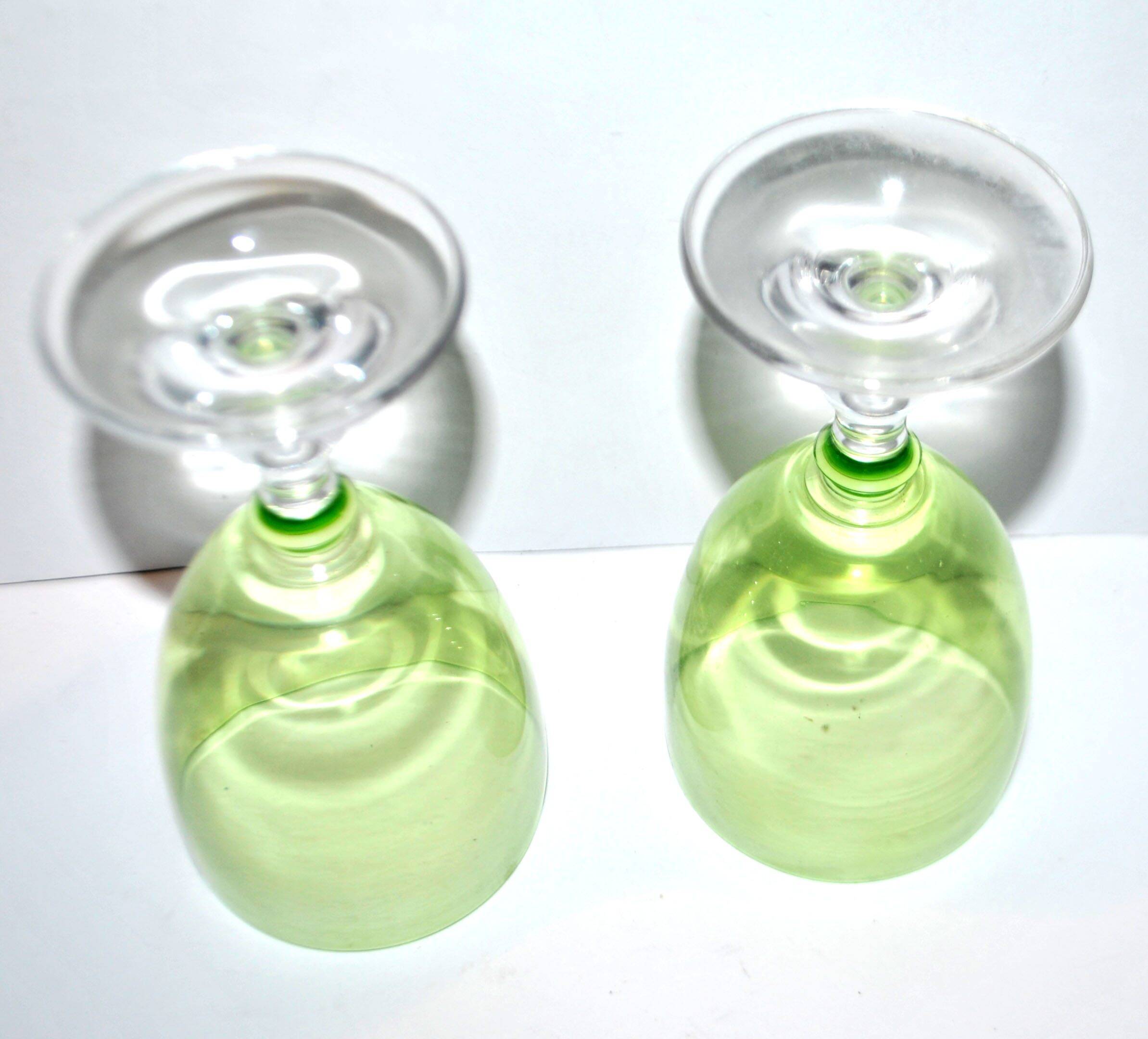 Set of 2 Roemer Chartreuse wine glasses in chartreuse green glass, 14.5 cm