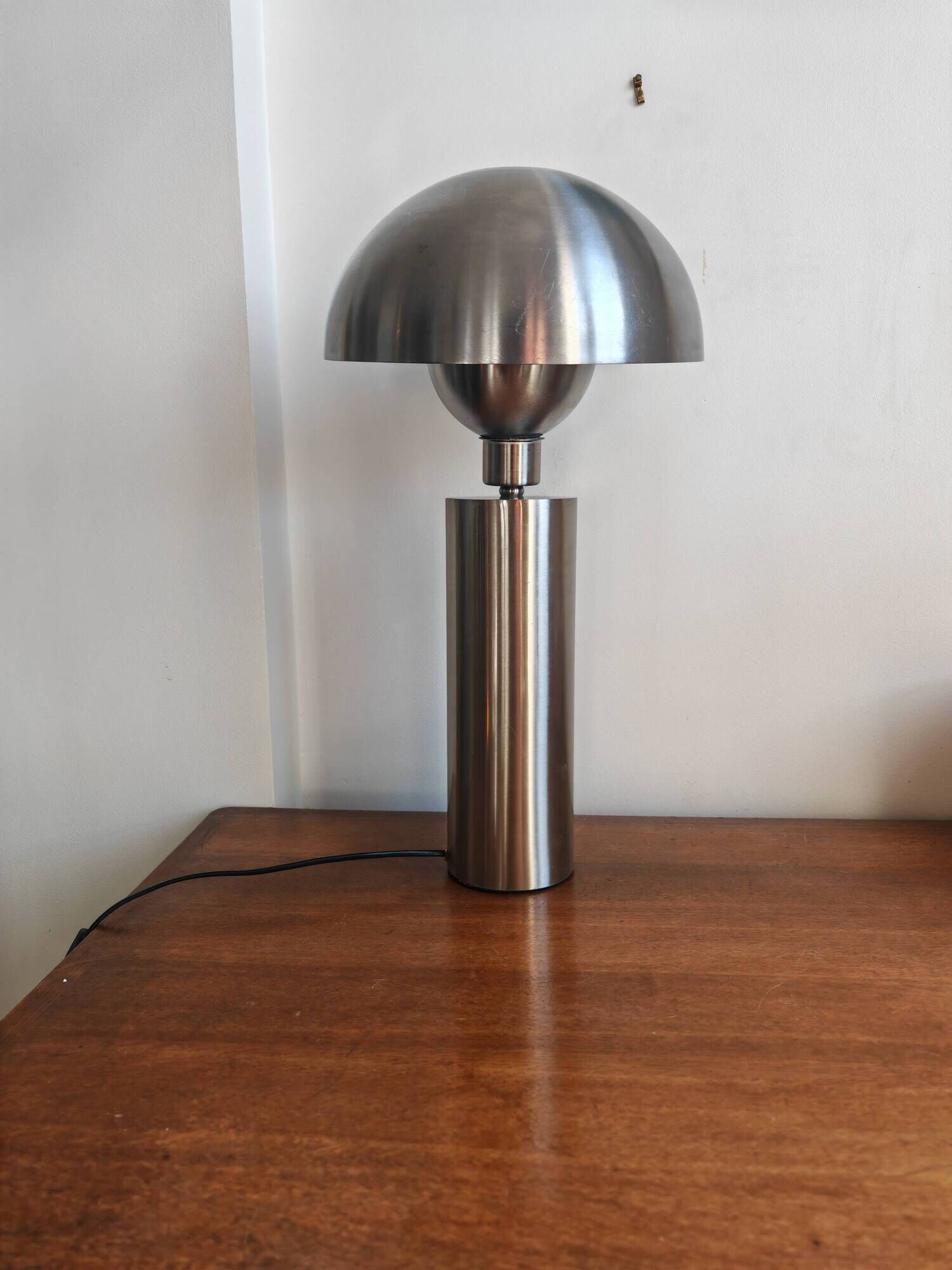 Large brushed metal mushroom lamp - Swedish Design / Upcycling