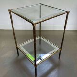 Solid brass, faux-bamboo side table, Maison Bagués, 1950s, France