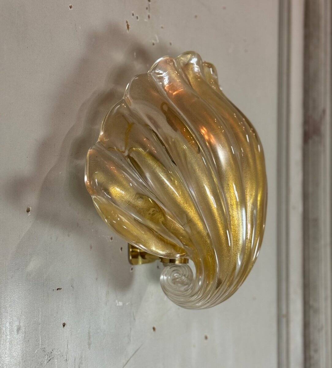 Venetian Wall Lamp in Gilded Murano Glass Circa 1980