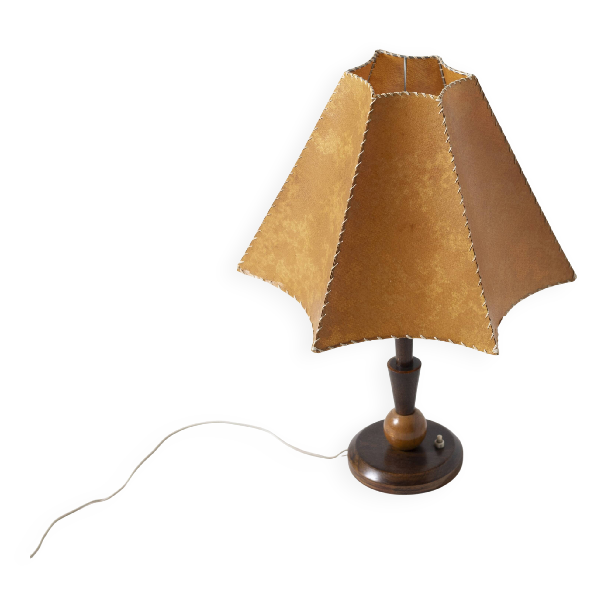 Table lamp in art deco / modernist style with paper shade, Czechoslovakia