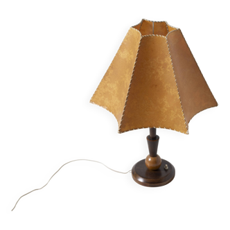 Table lamp in art deco / modernist style with paper shade, Czechoslovakia