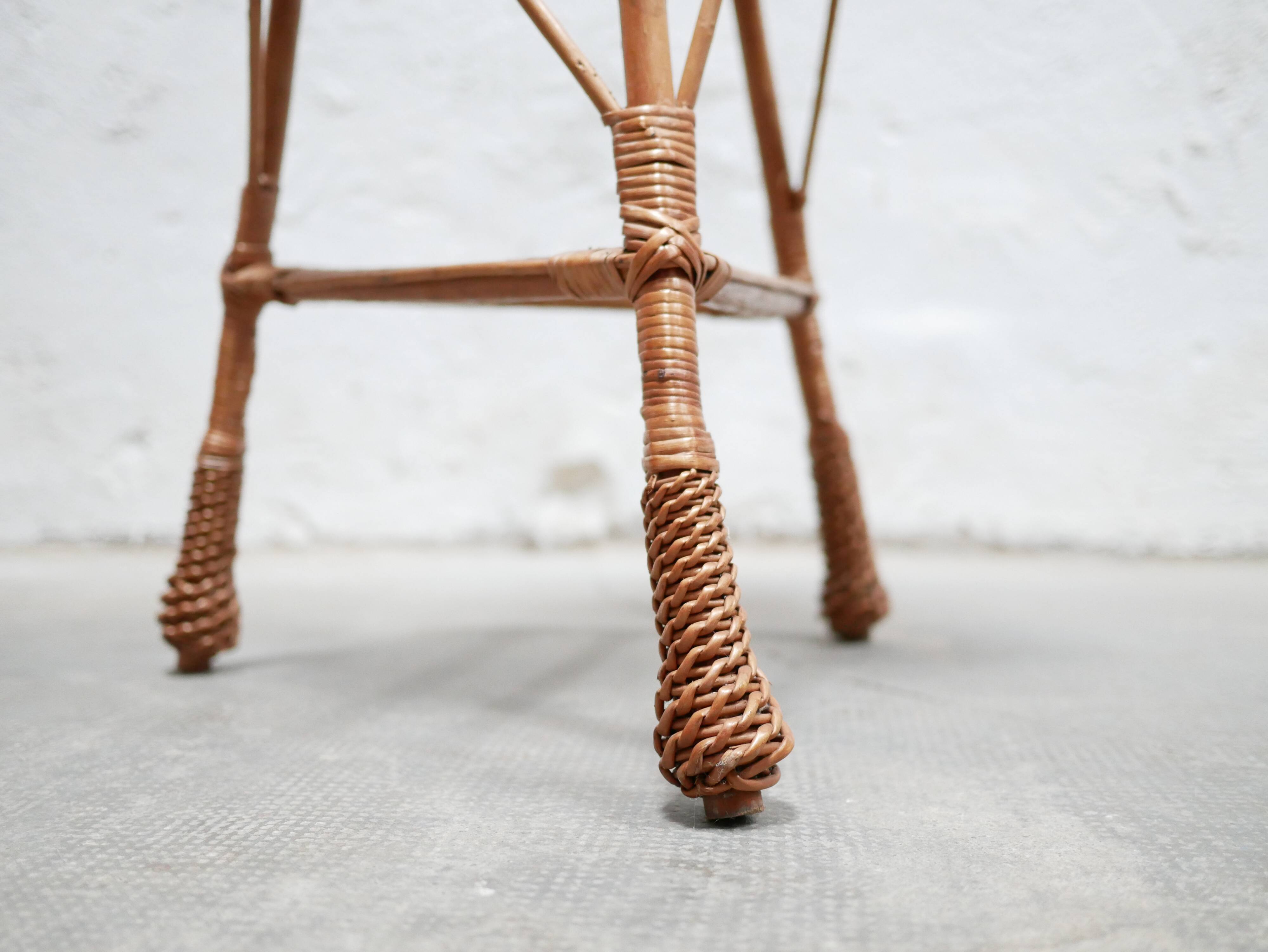 Vintage rattan plant holder