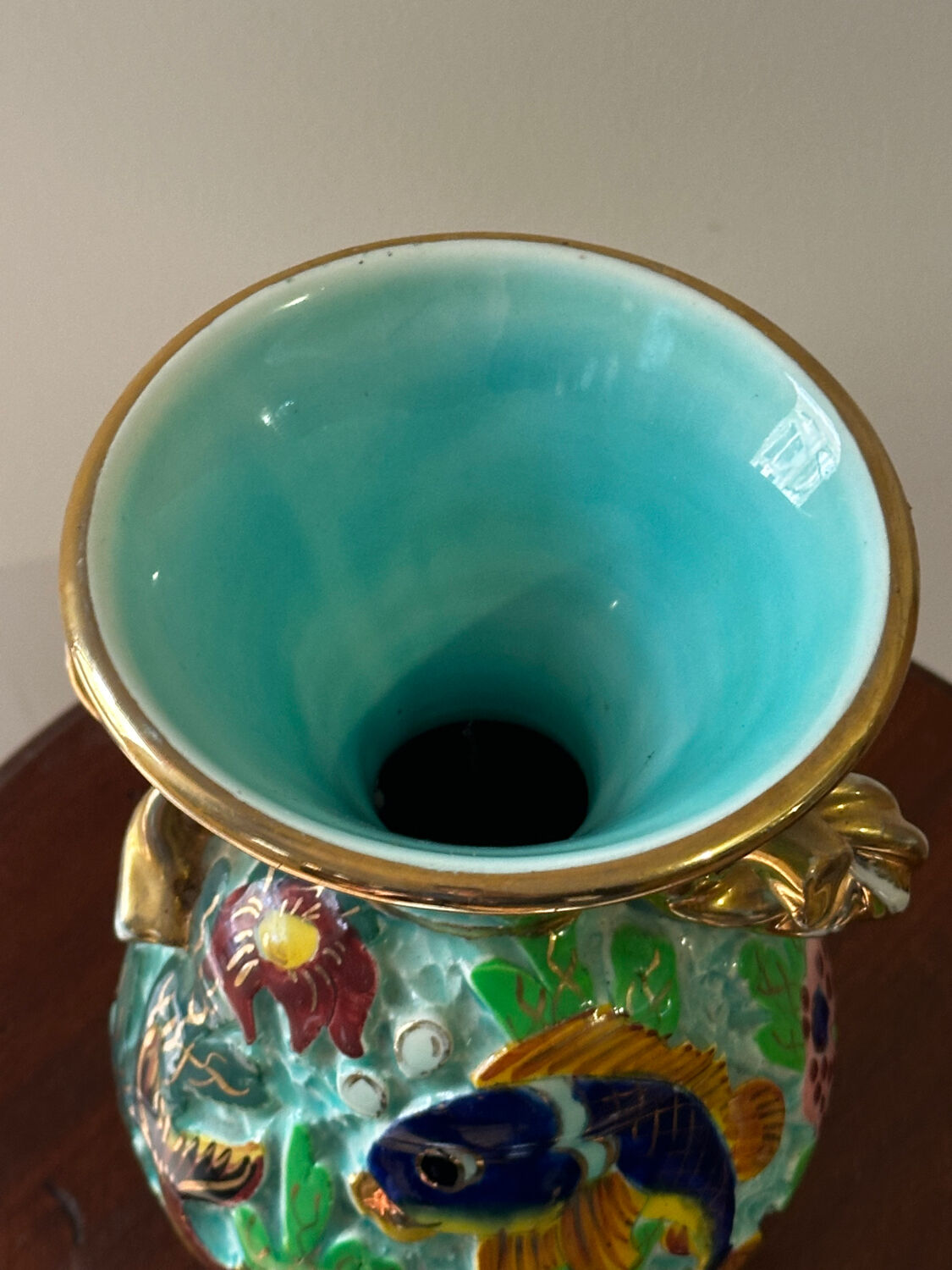 Cerdazur Monaco vase in ceramic with fish decoration