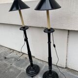 Pair of blackened wooden lampposts Napoleon III