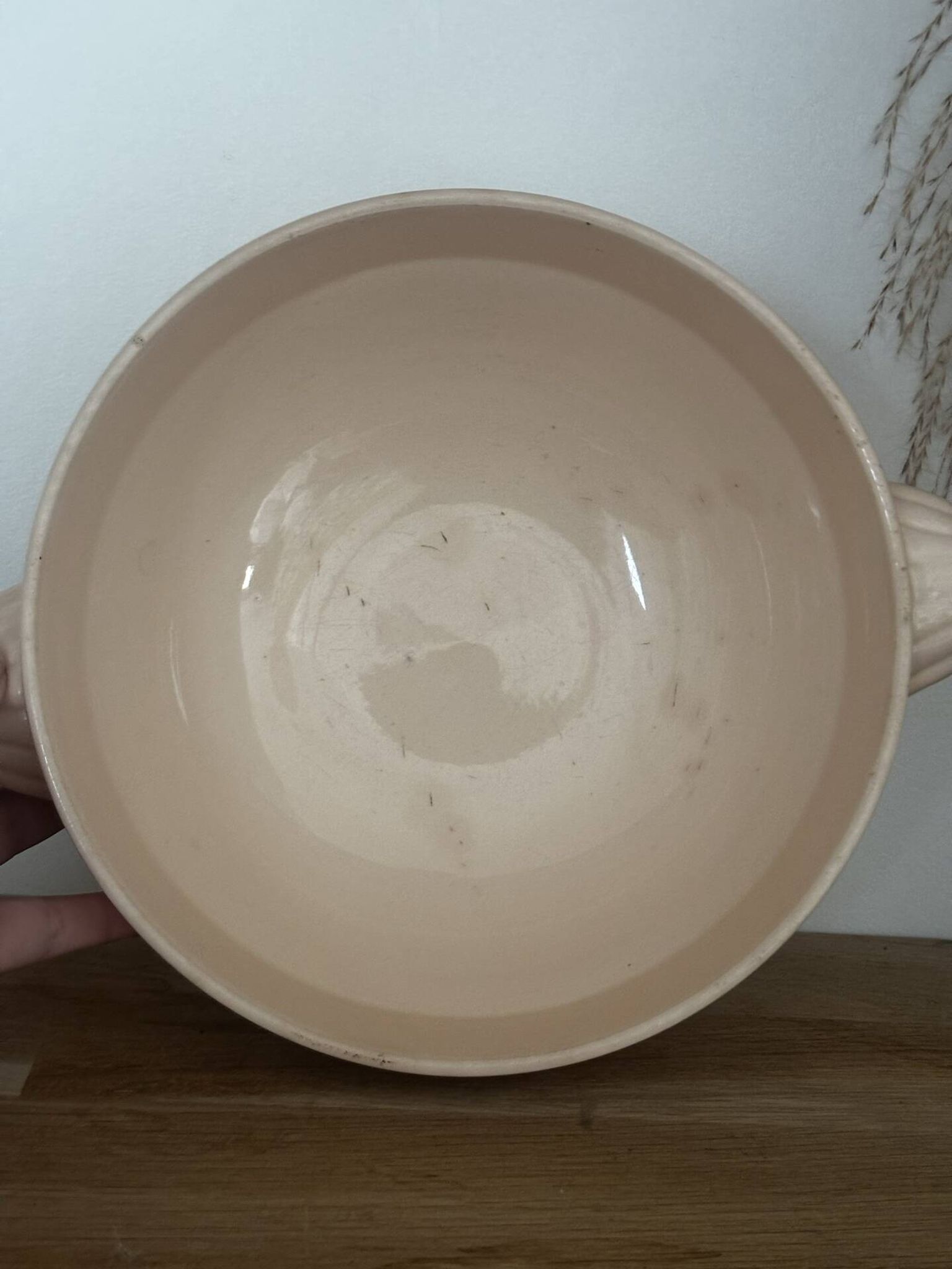 Ancienne soupière en faïence rose poudré Digoin