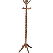 Vintage wooden turned parrot coat rack / twisted barrel